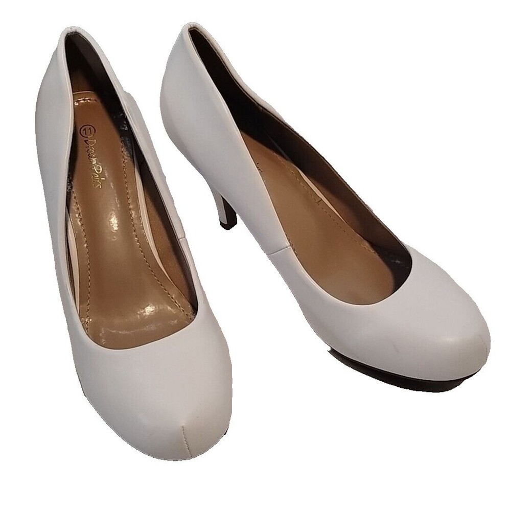 Dream Pairs Women's White Round-Toe Pumps - Size 11, Classic Formal Heels